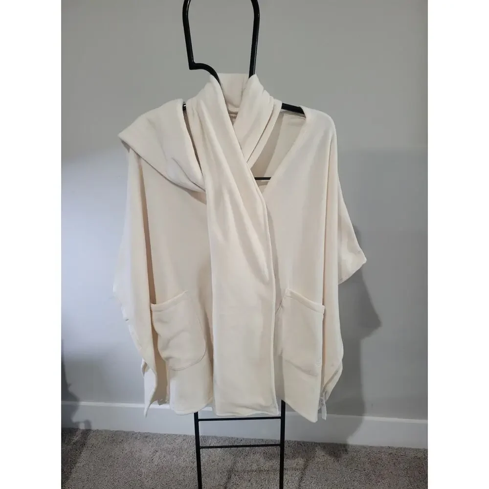 Cuddl Dud One Size Reg Cream Stretch Fleece Wrap Removable Scarf A667660 NWOT